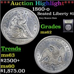 ***Auction Highlight*** 1860-o Seated Liberty Dollar $1 Graded Select Unc By USCG (fc)