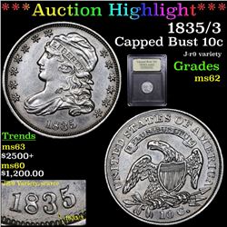 ***Auction Highlight*** 1835/3 Capped Bust Dime 10c Graded Select Unc By USCG (fc)