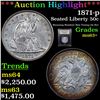 Image 1 : ***Auction Highlight*** 1871-p Seated Half Dollar 50c Graded Select+ Unc By USCG (fc)
