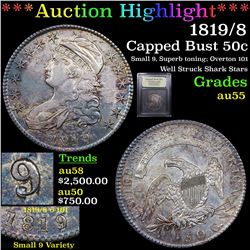 ***Auction Highlight*** 1819/8 Capped Bust Half Dollar 50c Graded Choice AU By USCG (fc)