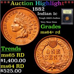 ***Auction Highlight*** 1882 Indian Cent 1c Graded Choice+ Unc RD By USCG (fc)