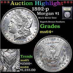 ***Auction Highlight*** 1892-p Morgan Dollar $1 Graded Choice+ Unc By USCG (fc)
