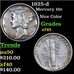 1925-d Mercury Dime 10c Grades xf+