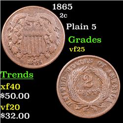 1865 Two Cent Piece 2c Grades vf+