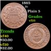 Image 1 : 1865 Two Cent Piece 2c Grades vf+