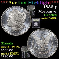 ***Auction Highlight*** 1886-p Morgan Dollar $1 Graded Choice Unc DMPL By USCG (fc)