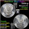Image 1 : ***Auction Highlight*** 1886-p Morgan Dollar $1 Graded Choice Unc DMPL By USCG (fc)