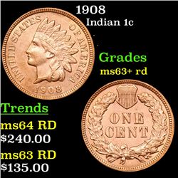 1908 Indian Cent 1c Grades Select+ Unc RD
