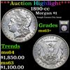 Image 1 : ***Auction Highlight*** 1890-cc Morgan Dollar $1 Graded Select+ Unc By USCG (fc)