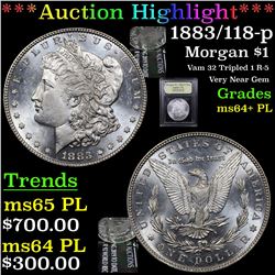 ***Auction Highlight*** 1883/118-p Morgan Dollar $1 Graded Choice Unc+ PL By USCG (fc)
