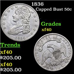 1836 Capped Bust Half Dollar 50c Grades xf