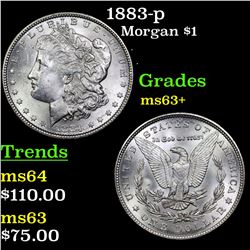 1883-p Morgan Dollar $1 Grades Select+ Unc