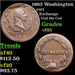 1863 Washington Civil War Token 1c Grades vf+