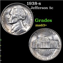 1938-s Jefferson Nickel 5c Grades Select+ Unc
