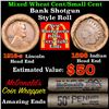 Image 1 : Mixed small cents 1c orig shotgun roll, 1916-s Wheat Cent, 1898 Indian Cent other end