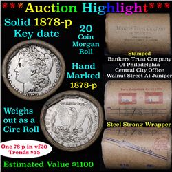 ***Auction Highlight*** Full solid date 1878-p Morgan silver dollar roll, 20 coins