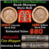 Image 1 : Mixed small cents 1c orig shotgun roll, 1918-d Wheat Cent, 1898 Indian Cent other end