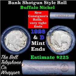 Buffalo Nickel Shotgun Roll in Old Bank Style 'Bell Telephone'  Wrapper 1926 & d Mint Ends