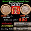 Image 1 : Mixed small cents 1c orig shotgun roll, 1912-d Wheat Cent, 1896 Indian Cent other end