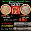 Image 1 : Mixed small cents 1c orig shotgun roll, 1917-d Wheat Cent, 1899 Indian Cent other end