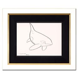 Wyland, "Orca" Framed Original Sketch, Hand Signed with Certificate of Authenticity.
