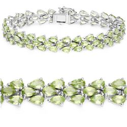 18.26 Carat Genuine Peridot .925 Sterling Silver Bracelet