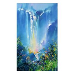 Thomas Leung, "Green Forest Falls" Limited Edition on Canvas, Numbered and Hand Signed with Letter o