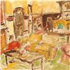 Image 2 : Wayne Ensrud "The Library of Chateau Bouscaut" Watercolor Original Artwork; Hand Signed; COA