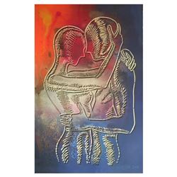 Mark Kostabi, "Cerebral Passion" Mixed Media Original Painting; Hand Signed, with COA.