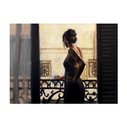 Fabian Perez, "Balcony Buenos Aires IX" Hand Textured Limited Edition Giclee on Board. Hand Signed a