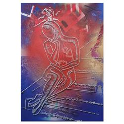 Mark Kostabi, "Cosmic Introspection" Mixed Media Original Painting; Hand Signed, with COA.