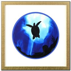 Wyland -Turtle (Blue) Framed Original Watercolor Painting, Hand Signed with Certificate!