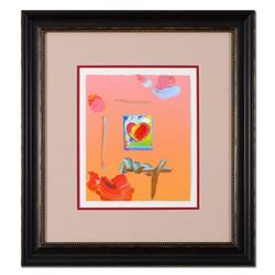 Peter Max, "Heart" Framed One-Of-A-Kind Acrylic Mixed Media, Hand Signed with Certificate of Authent