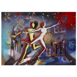 Mark Kostabi "Celebrating Tomorrow,2019" Hand Signed Original Artwork with COA.