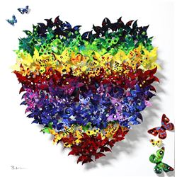 Patricia Govezensky- Original 3D Metal Art on Wood "Heart"