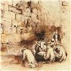 Image 2 : Brachi Horen, "Prayer At The Kotel" Hand-Embellished Mixed Media with Goldleaf, Hand Signed with Cer