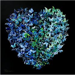 Patricia Govezensky- Original 3D Metal Art on Wood "Heart"