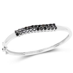 3.53 Carat Genuine Black Diamond .925 Sterling Silver Bangle