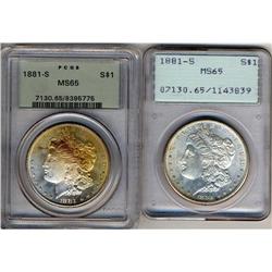Lot 67 - Lot of Two 1881-S Morgan Dollars PCGS MS65