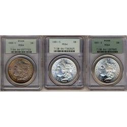 Lot 69 - Lot of Three Morgan Dollars Various Dates PCGS MS64