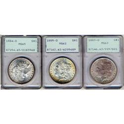 Lot 97 - Lot of Three Mixed Dates Morgan Dollars Mixed MS PCGS