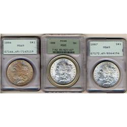 Lot 241 - Lot of Three Morgan Dollars Mixed Dates PCGS