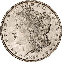 Lot 327 - 1887 Morgan Dollar. 7 over 6 PCGS MS62