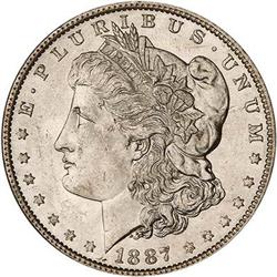 Lot 328 - 1887 Morgan Dollar. 7 over 6 PCGS MS62