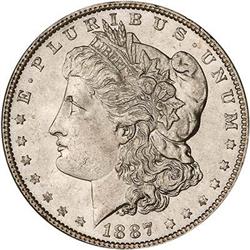 Lot 329 - 1887 Morgan Dollar. 7 over 6 PCGS MS62