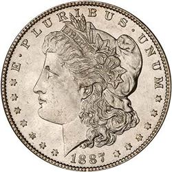 Lot 330 - 1887 Morgan Dollar. 7 over 6 PCGS MS62