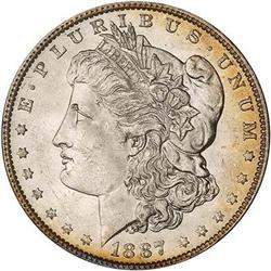 Lot 332 - 1887 Morgan Dollar. 7 over 6 PCGS MS61