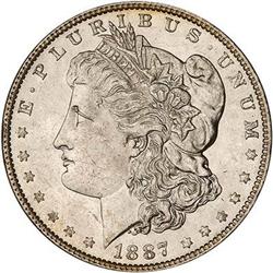 Lot 333 - 1887 Morgan Dollar. 7 over 6 PCGS MS60