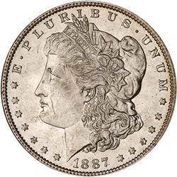 Lot 334 - 1887 Morgan Dollar. 7 over 6 PCGS MS60