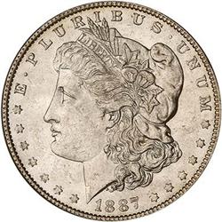 Lot 335 - 1887 Morgan Dollar. 7 over 6 PCGS MS60